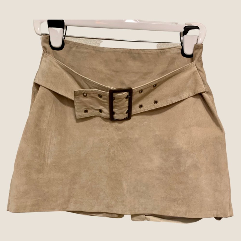 Tan Leather Mini Skirt